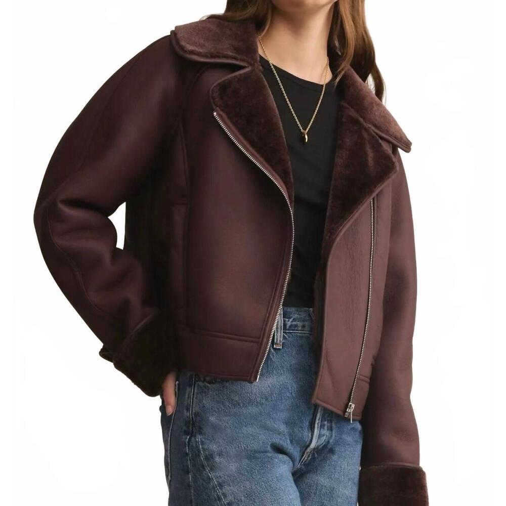 NEW Z SUPPLY locklin sherpa jacket in chocolate cherry - Picture 3 of 4